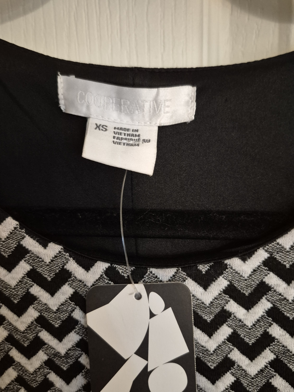 Cooperative Black and White Chevron Scoop Neck Top